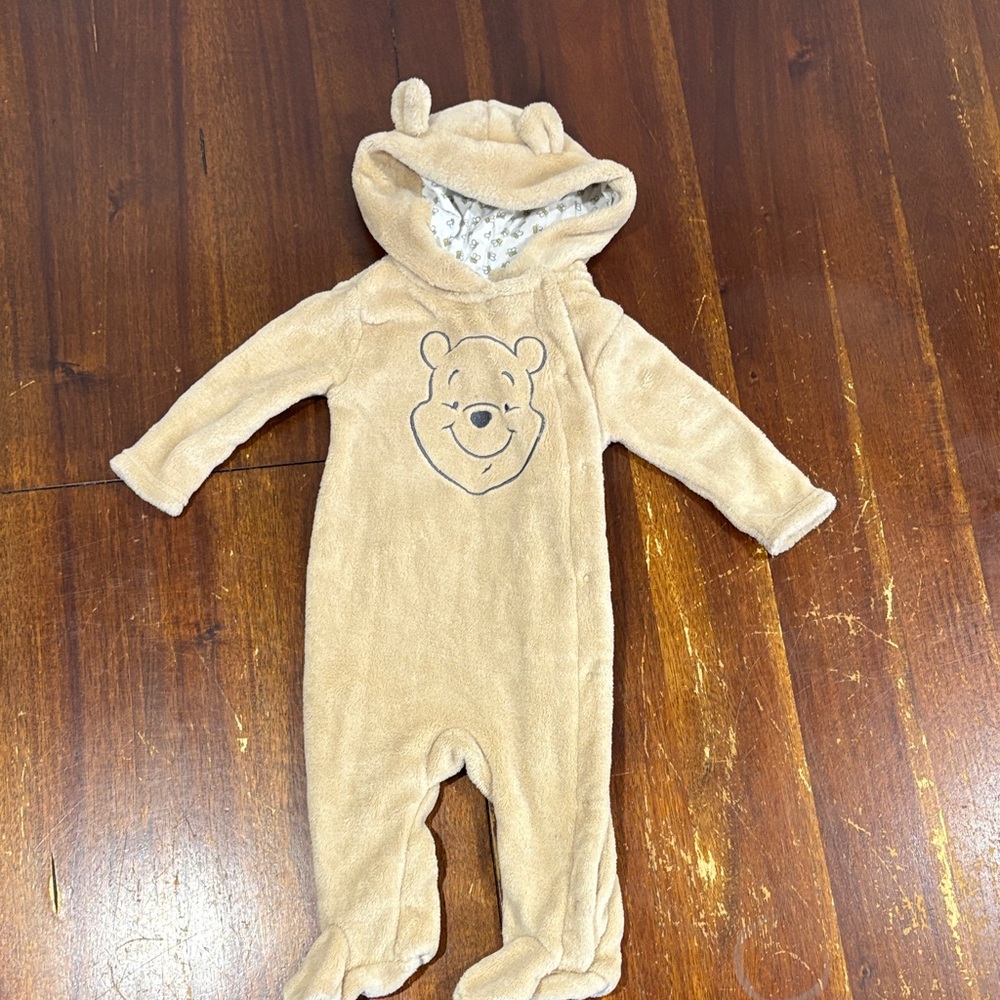 Disney Tan Winnie the Pooh Hooded Fleece One Piece